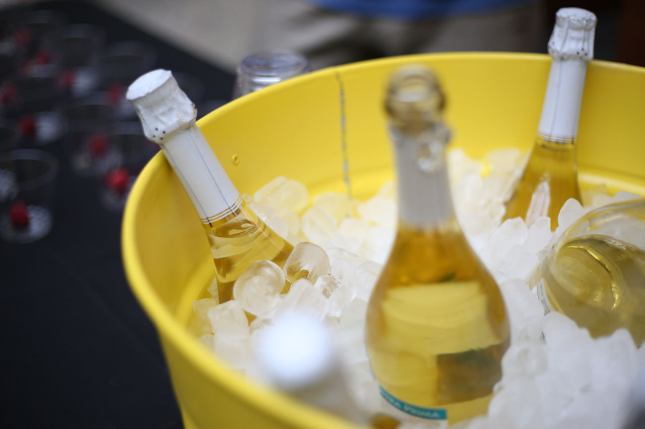 Champagne on Ice in Bucket Stock